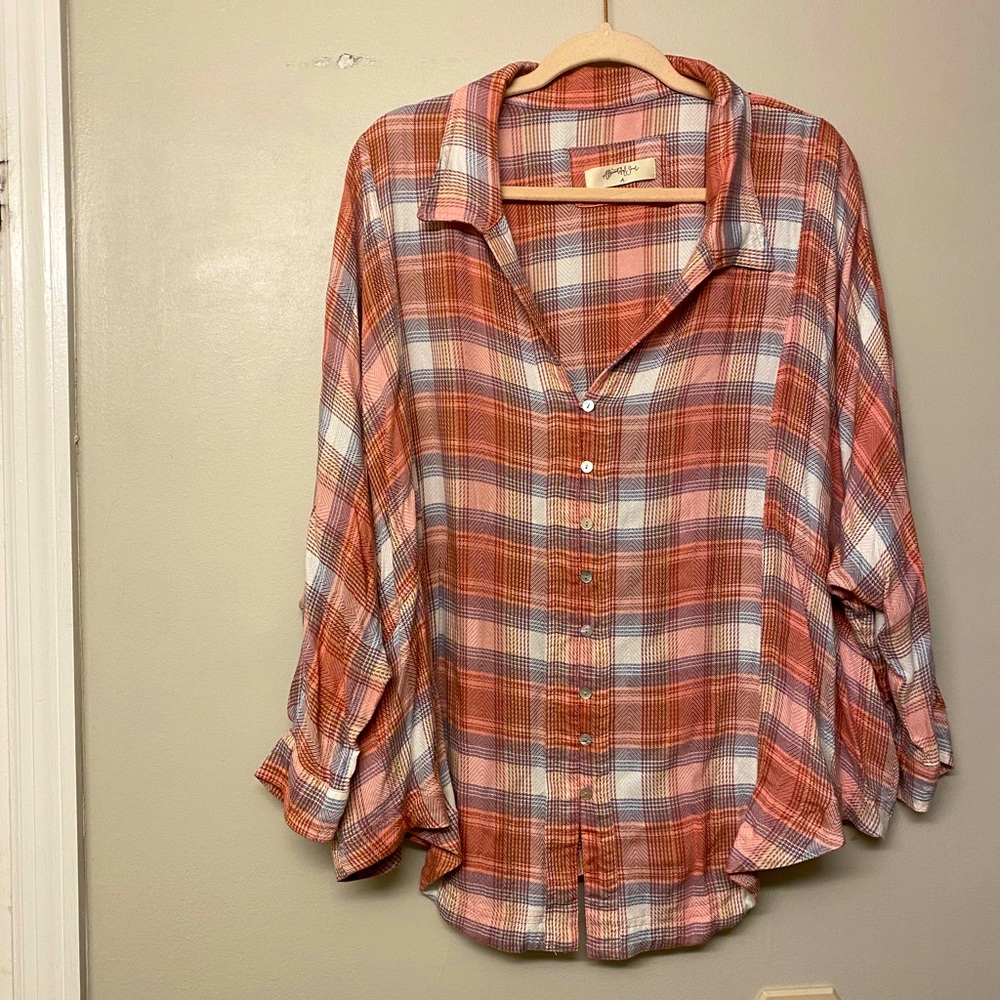 Plaid flannel button down shirt